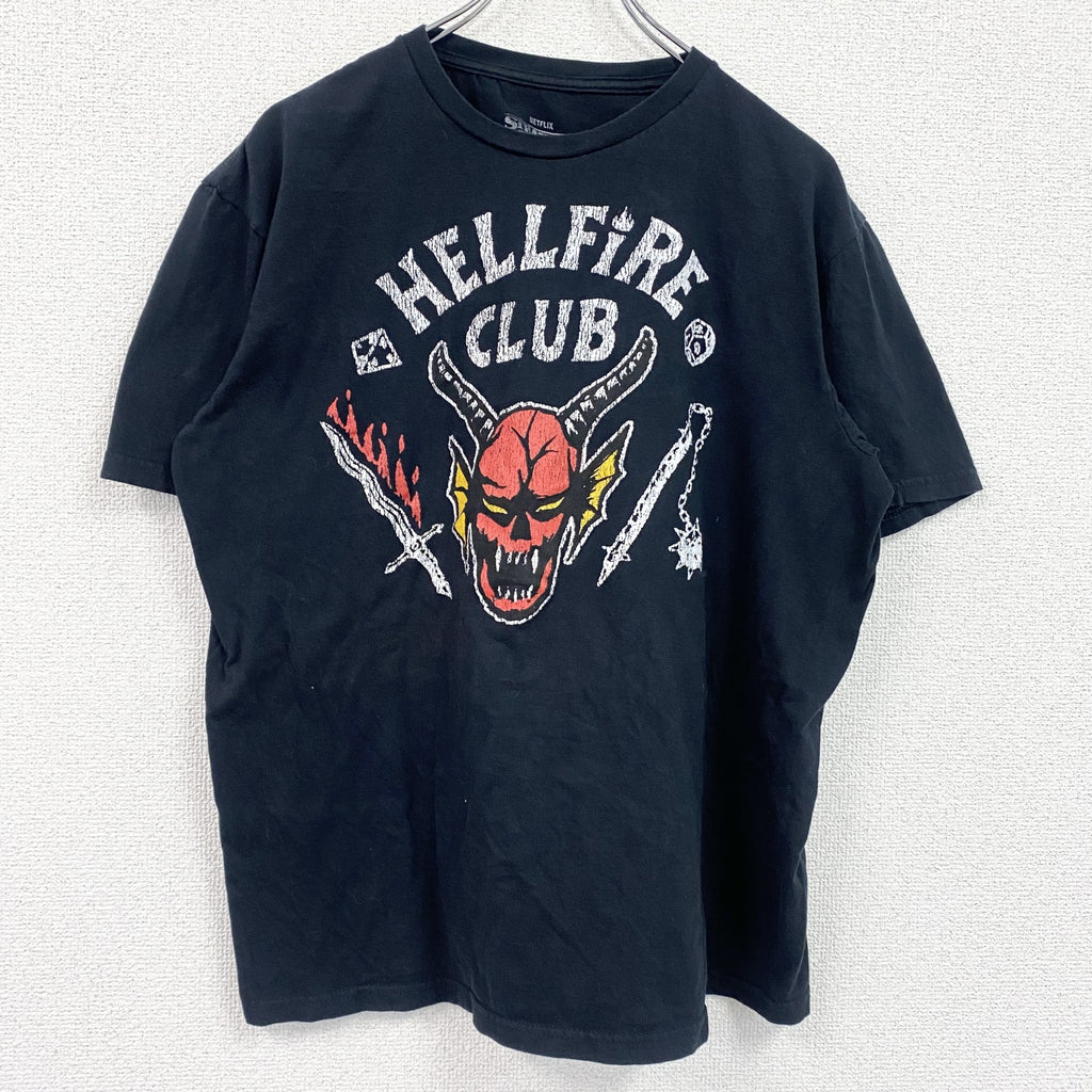 STRANGER THINGS　ストレンジャーシングス　半袖プリントTシャツ　海外ドラマ　Netflix　黒　ブラック　Lサイズ