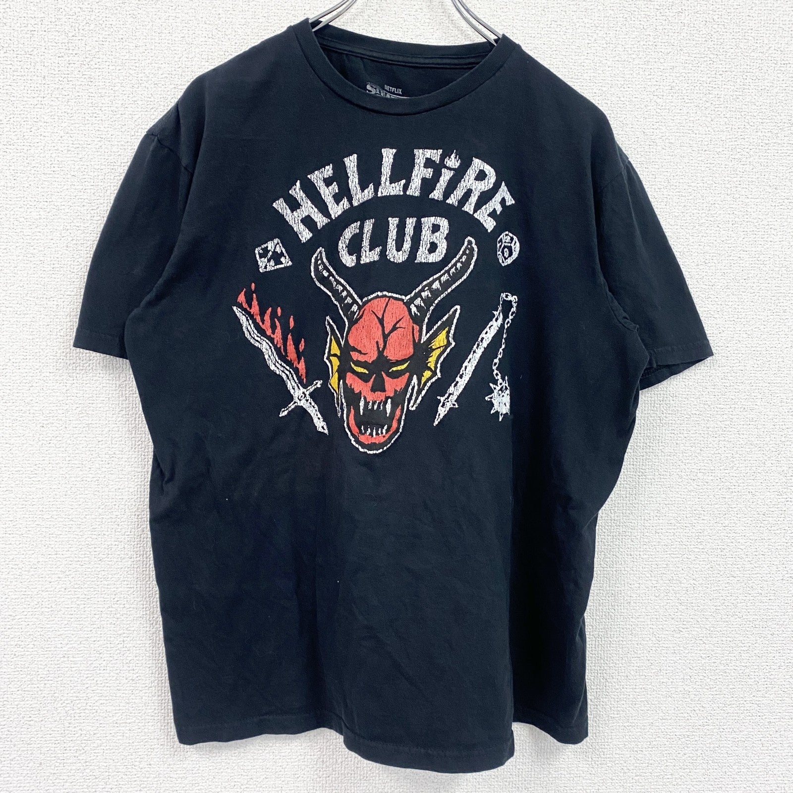 STRANGER THINGS　ストレンジャーシングス　半袖プリントTシャツ　海外ドラマ　Netflix　黒　ブラック　Lサイズ