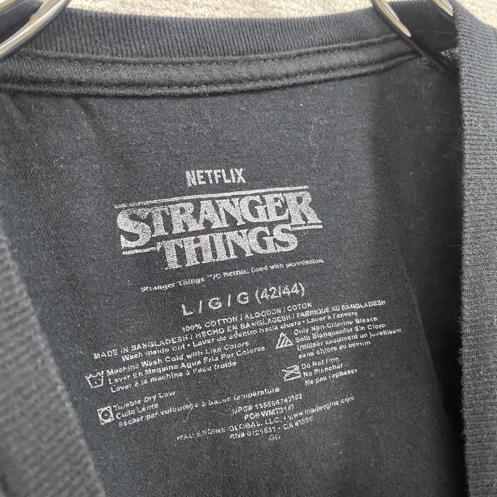 STRANGER THINGS　ストレンジャーシングス　半袖プリントTシャツ　海外ドラマ　Netflix　黒　ブラック　Lサイズ