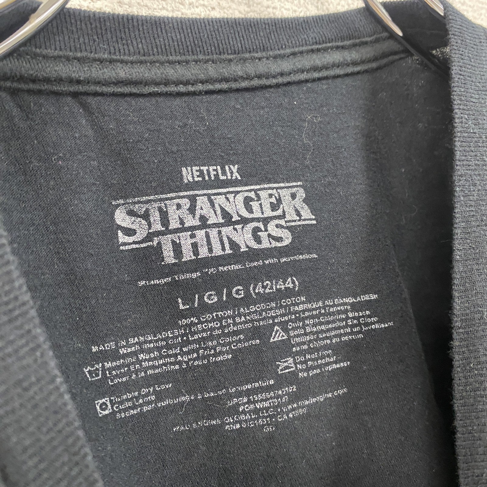STRANGER THINGS　ストレンジャーシングス　半袖プリントTシャツ　海外ドラマ　Netflix　黒　ブラック　Lサイズ