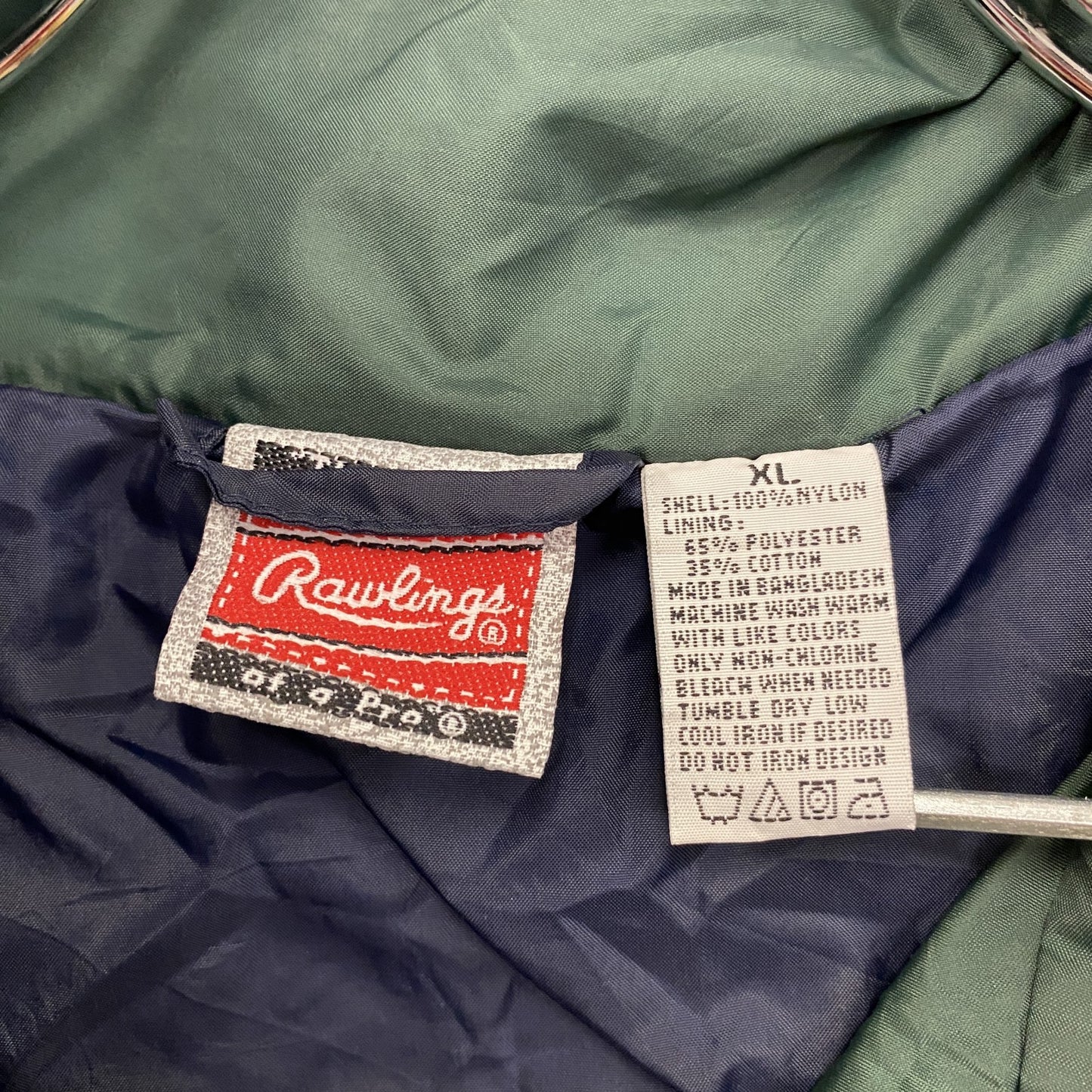 80s～　Rawlings　ローリングス　フルジップナイロンジャケット　比翼仕立て　紺　ネイビー　XLサイズ