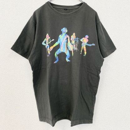 古着 used　GILDAN　ギルダン　半袖バックプリントTシャツ　クルーネック　レトロデザイン　黒　ブラック　Lサイズ