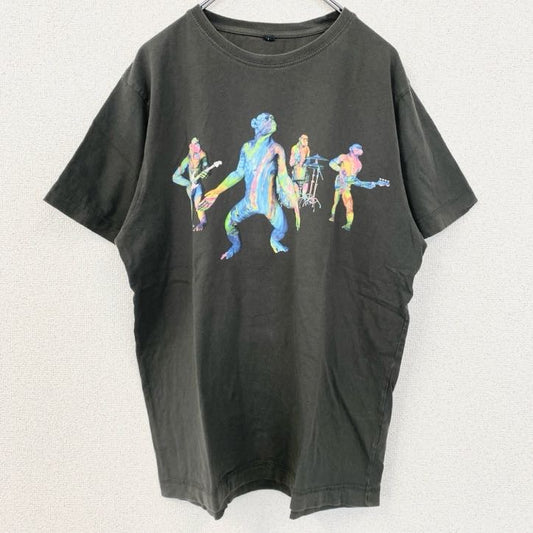古着 used　GILDAN　ギルダン　半袖バックプリントTシャツ　クルーネック　レトロデザイン　黒　ブラック　Lサイズ