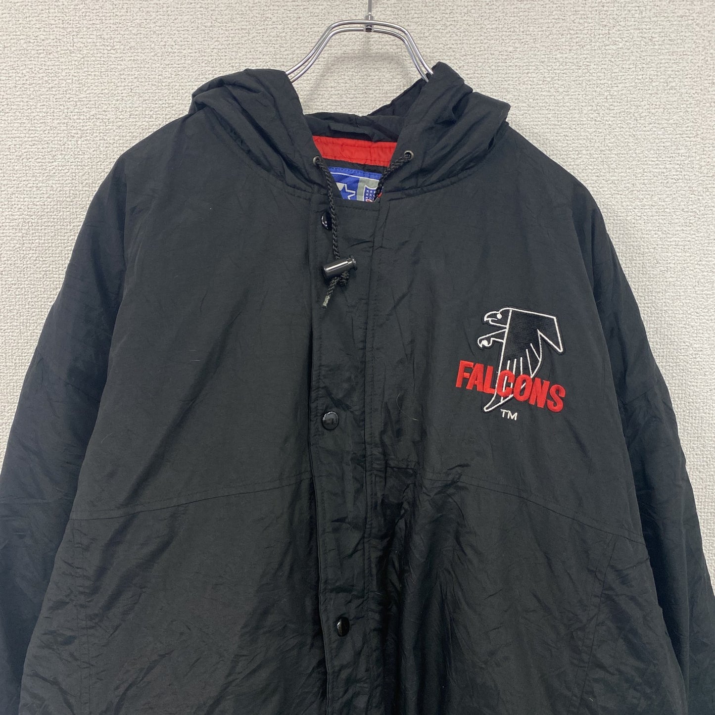 NFL　STARTER　FALCONS　スタジャン/スタジアムジャケット　中綿入り　黒　ブラック　XLサイズ