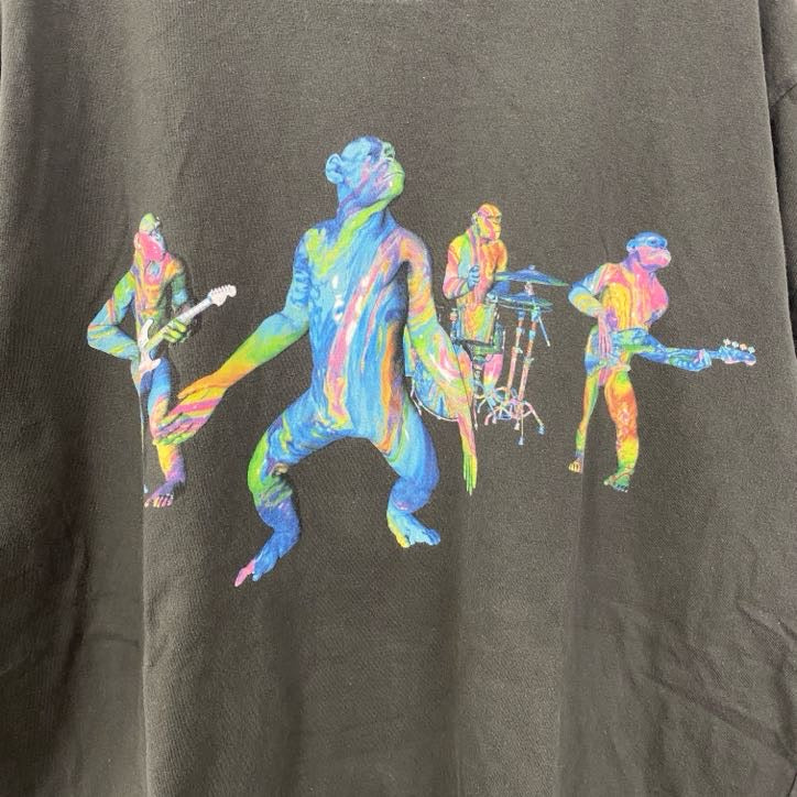 古着 used　GILDAN　ギルダン　半袖バックプリントTシャツ　クルーネック　レトロデザイン　黒　ブラック　Lサイズ