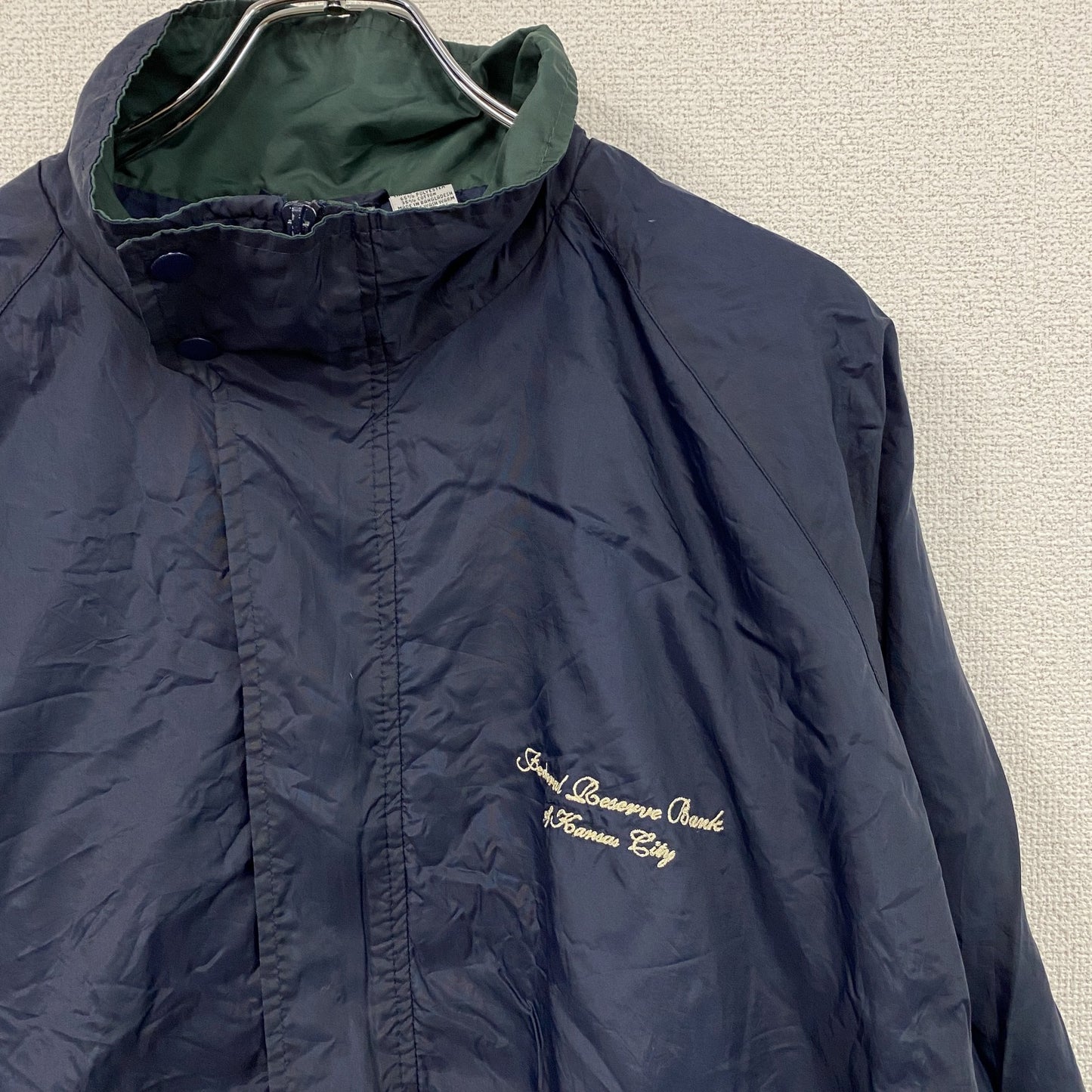 80s～　Rawlings　ローリングス　フルジップナイロンジャケット　比翼仕立て　紺　ネイビー　XLサイズ