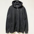 古着 used　GUESS ゲス　長袖フルジップアップパーカー　スウェットフーディー　グレー　ワンポイントロゴデザイン　Lサイズ