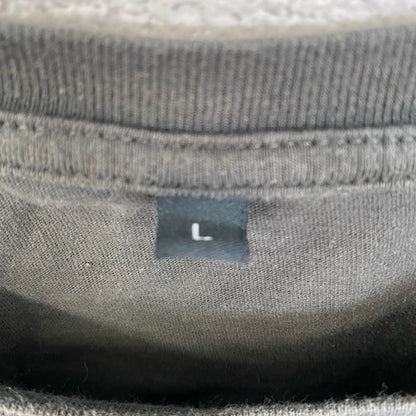 古着 used　GILDAN　ギルダン　半袖バックプリントTシャツ　クルーネック　レトロデザイン　黒　ブラック　Lサイズ