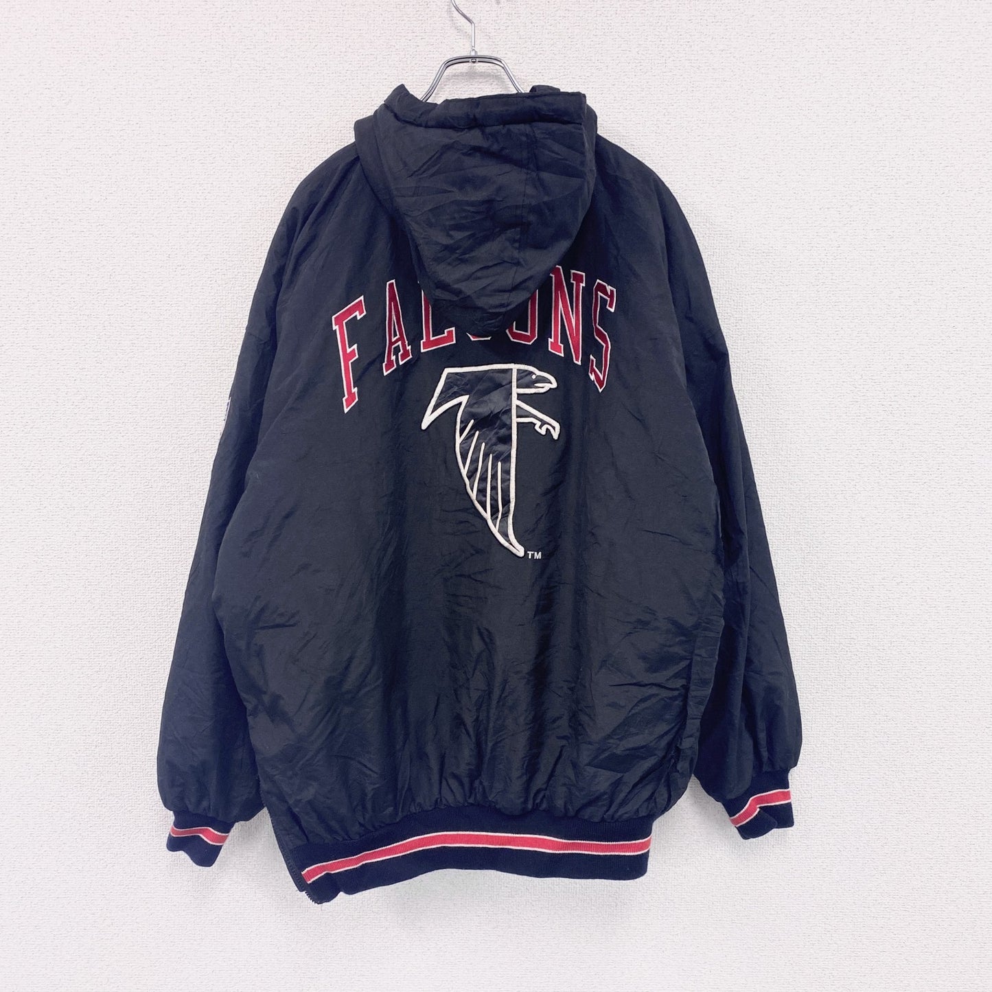 NFL　STARTER　FALCONS　スタジャン/スタジアムジャケット　中綿入り　黒　ブラック　XLサイズ