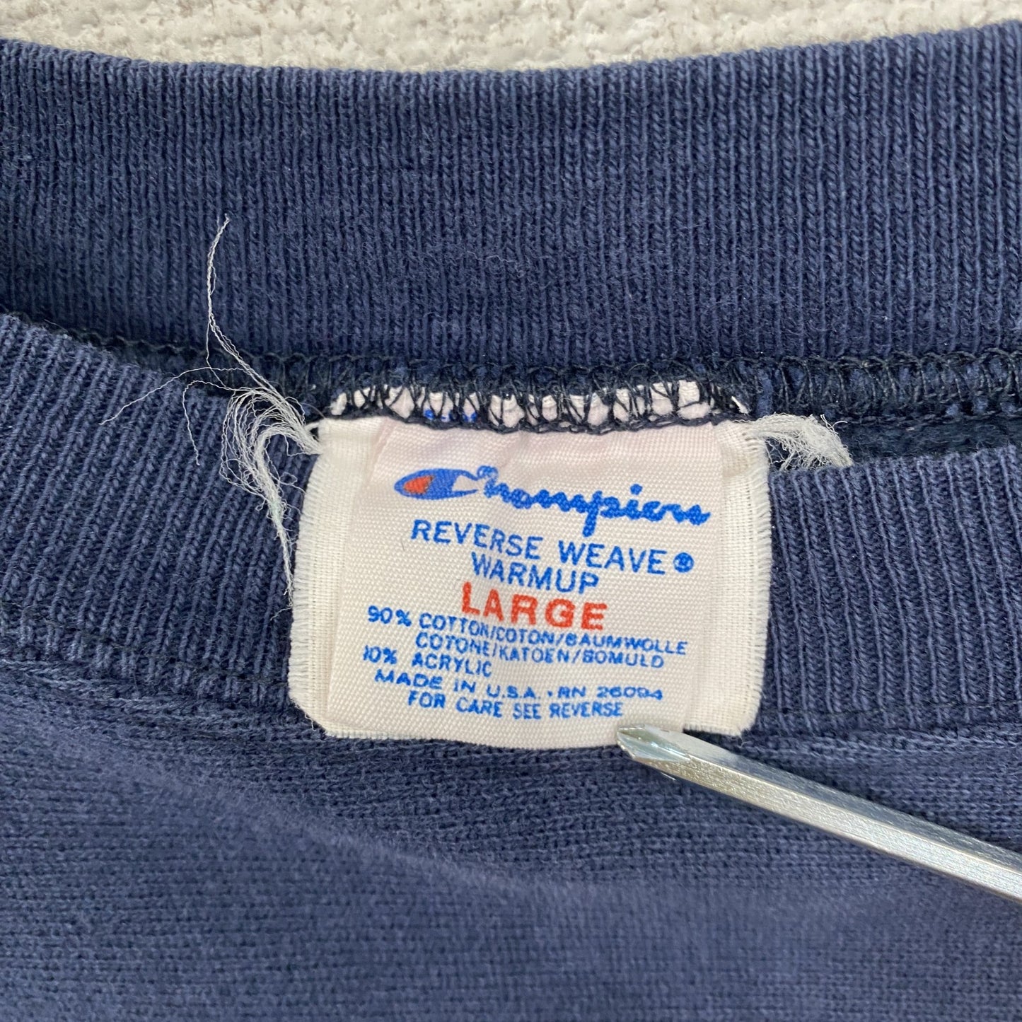 Champion　チャンピオン　リバースウィーブ　スウェット/トレーナー　カレッジプリント　ヴィンテージ　紺　ネイビー　Lサイズ