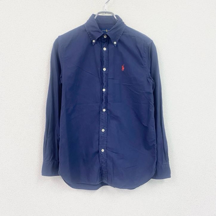 RALPH LAUREN　ラルフローレン　RELAXED FIT　長袖ボタンダウンシャツ　刺繍ロゴ　紺　ネイビー　XSサイズ