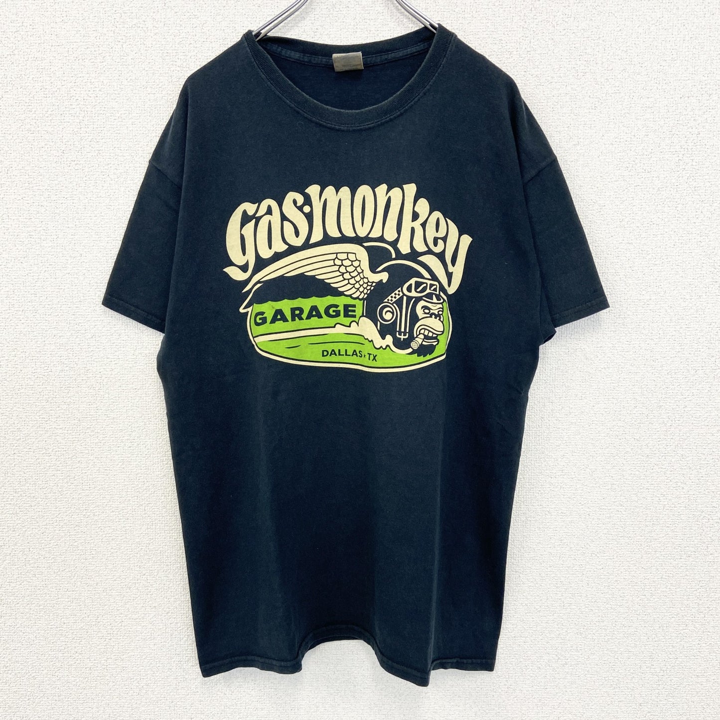 古着 used　GILDAN ギルダン　半袖プリントTシャツ　GAS MONKEY　猿　カジュアル　クルーネック　黒　Lサイズ