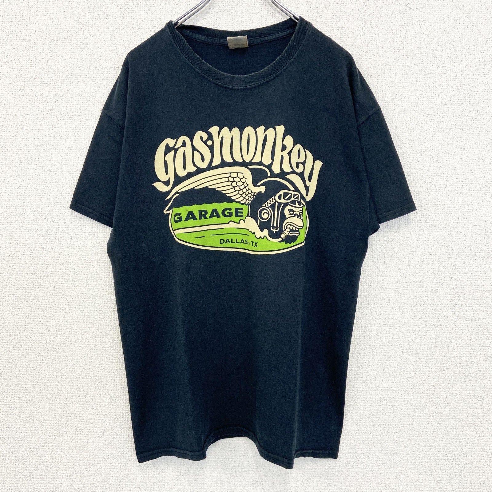 古着 used　GILDAN ギルダン　半袖プリントTシャツ　GAS MONKEY　猿　カジュアル　クルーネック　黒　Lサイズ