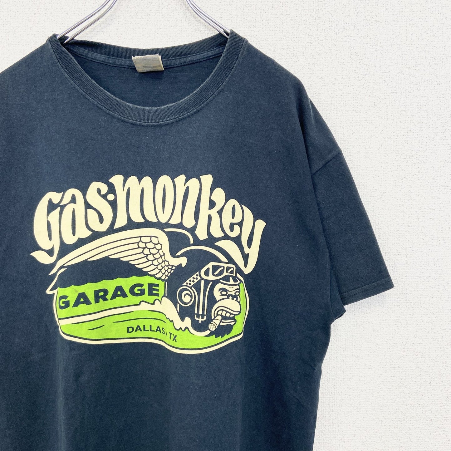 古着 used　GILDAN ギルダン　半袖プリントTシャツ　GAS MONKEY　猿　カジュアル　クルーネック　黒　Lサイズ