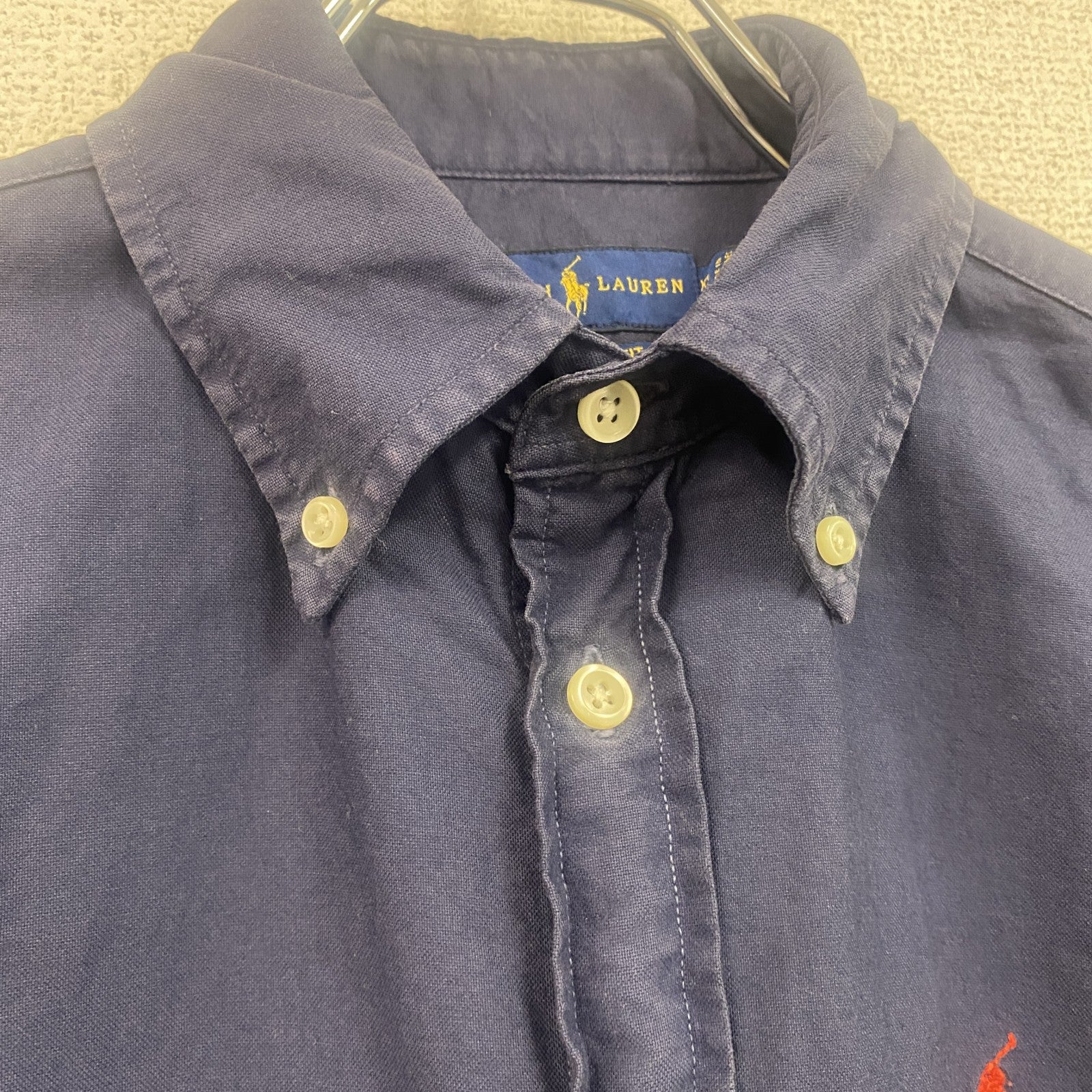 RALPH LAUREN　ラルフローレン　RELAXED FIT　長袖ボタンダウンシャツ　刺繍ロゴ　紺　ネイビー　XSサイズ