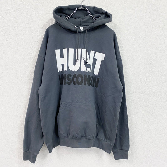 JERZEES　HUNT VISCONSIN　スウェットパーカー/フーディー　灰色　グレー　XLサイズ