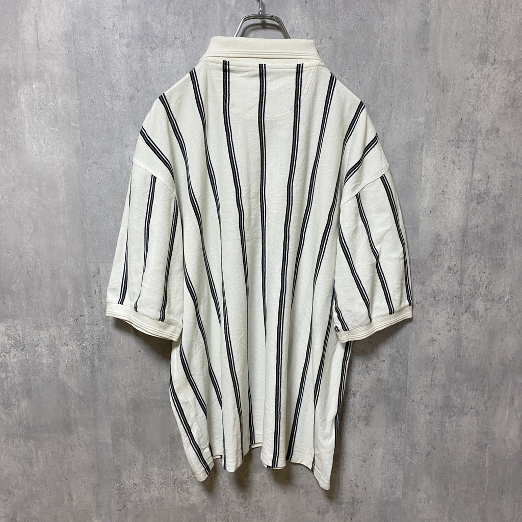 古着 used　haggar 半袖ストライプ柄ポロシャツ　ビッグシルエット　ボタン付き　オーバーサイズ 　ヴィンテージ　XLサイズ