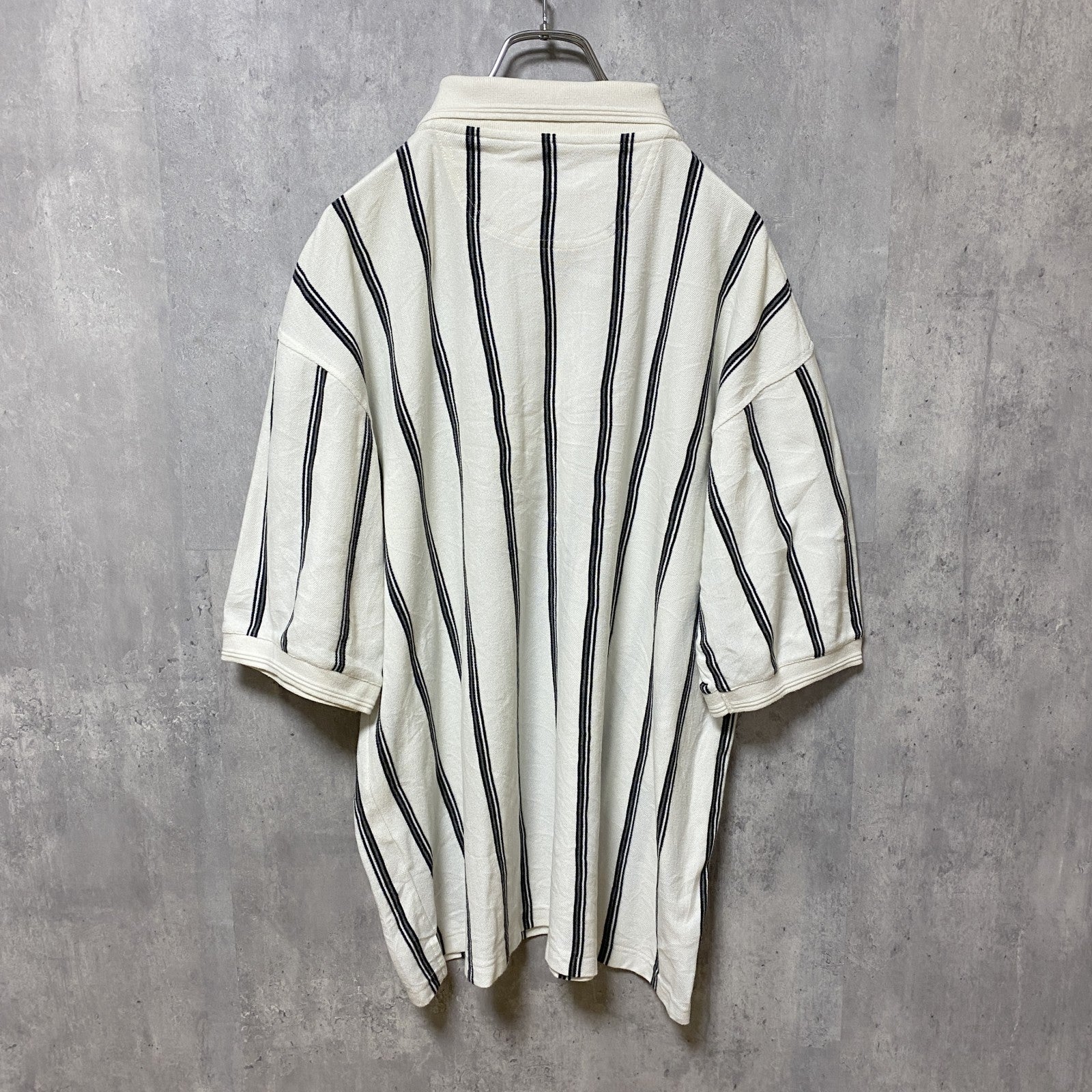 古着 used　haggar 半袖ストライプ柄ポロシャツ　ビッグシルエット　ボタン付き　オーバーサイズ 　ヴィンテージ　XLサイズ