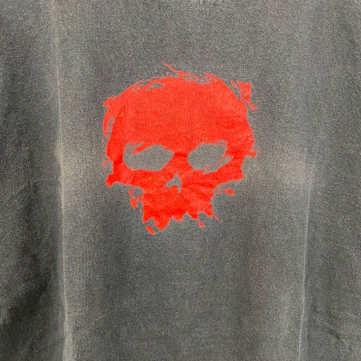 古着 used　Zero Skateboard　半袖プリントTシャツ　クルーネック　レトロデザイン　骸骨　スケボー　黒　ブラック　
