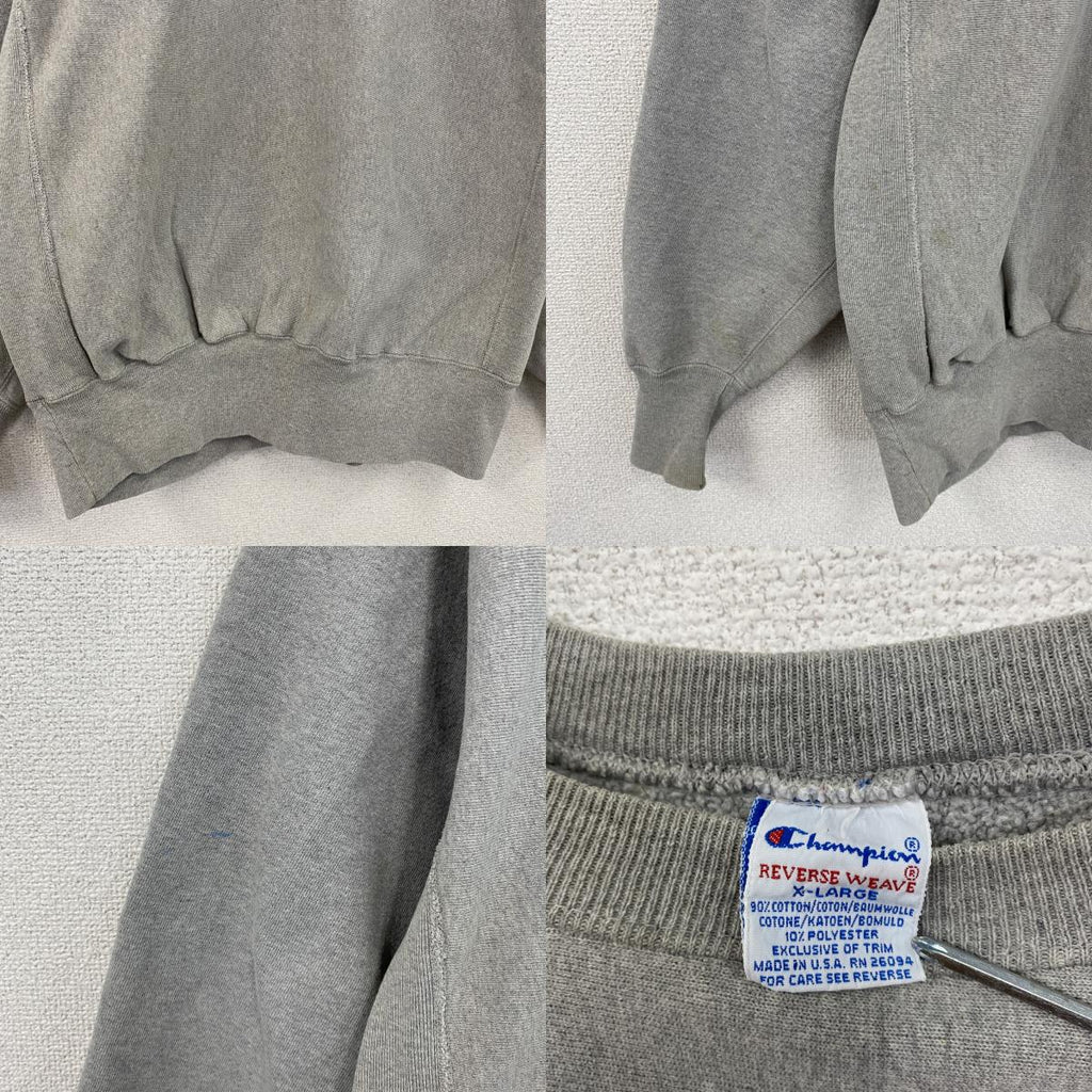 90s　Champion　チャンピオン　リバースウィーブ　スウェット/トレーナー　刺繍タグ　灰色　グレー　XLサイズ