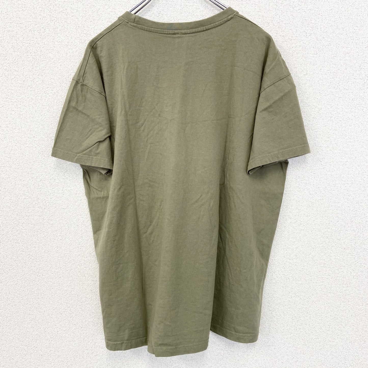 古着 used　Pampling　半袖プリントTシャツ　画家　ダビンチ　クルーネック　カジュアルデザイン　カーキー色　Lサイズ