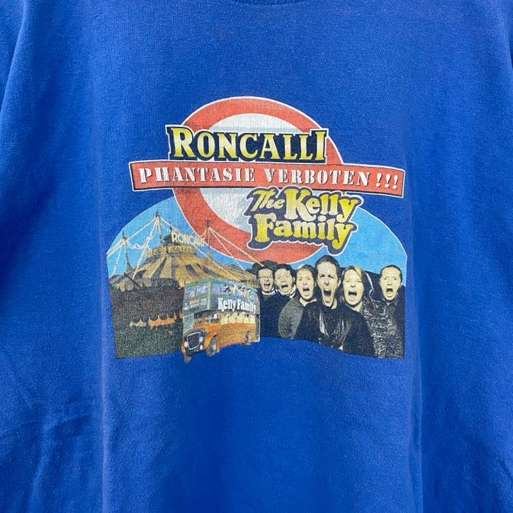 古着 used　The Kelly Family　半袖バンドプリントTシャツ　クルーネック　レトロデザイン　青　ブルー　