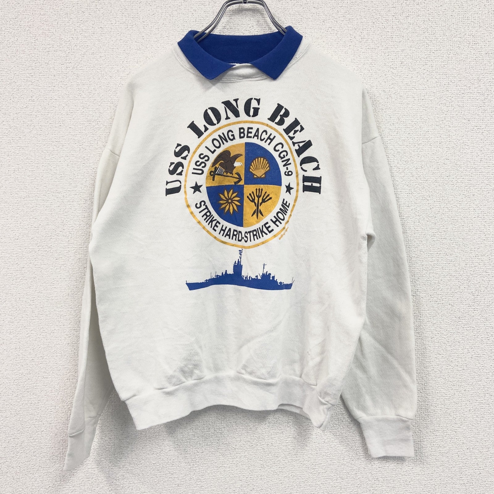 ～90s　SIGNAL　MEGA-FLEECE　スウェット/トレーナー　襟付スウェット　カレッジタイプ　ヴィンテージ　白　ホワイト　Lサイズ