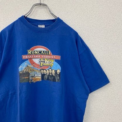古着 used　The Kelly Family　半袖バンドプリントTシャツ　クルーネック　レトロデザイン　青　ブルー　