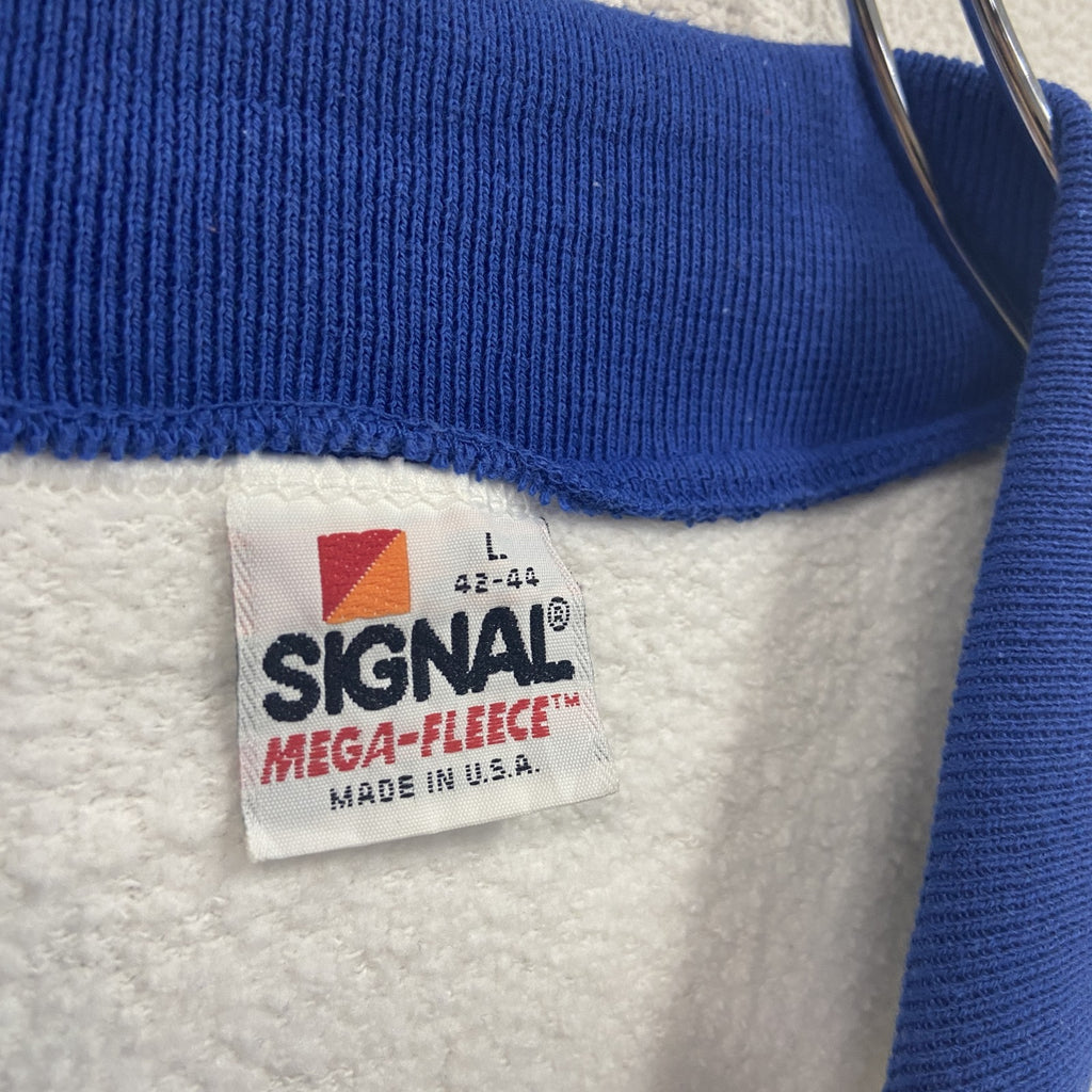 ～90s　SIGNAL　MEGA-FLEECE　スウェット/トレーナー　襟付スウェット　カレッジタイプ　ヴィンテージ　白　ホワイト　Lサイズ