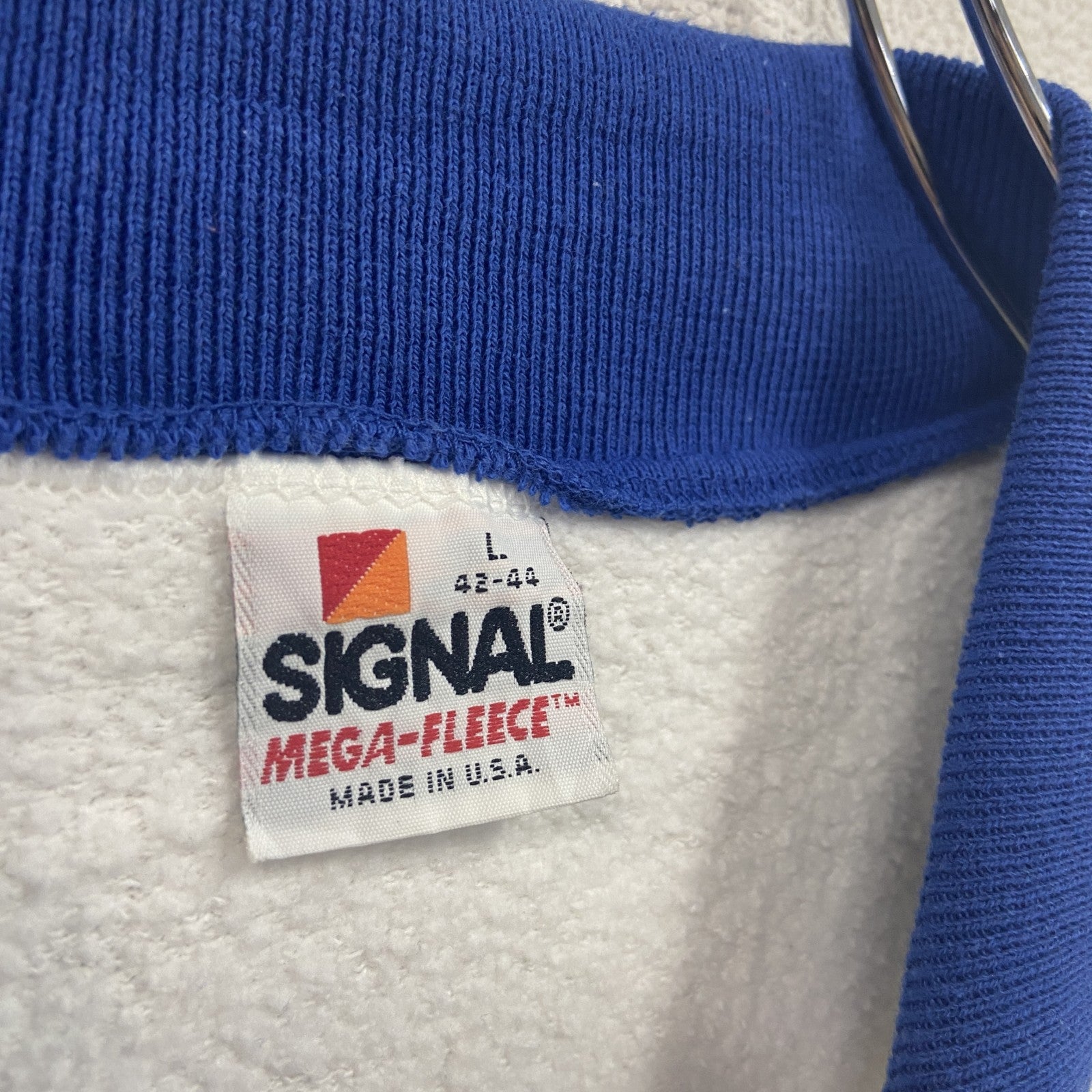 ～90s　SIGNAL　MEGA-FLEECE　スウェット/トレーナー　襟付スウェット　カレッジタイプ　ヴィンテージ　白　ホワイト　Lサイズ