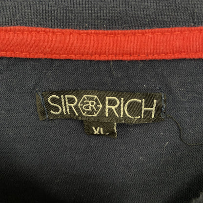 古着 used　SIR RICH　長袖プリントTシャツ　トナカイ　結晶　カジュアルデザイン　クルーネック　ネイビー　XLサイズ