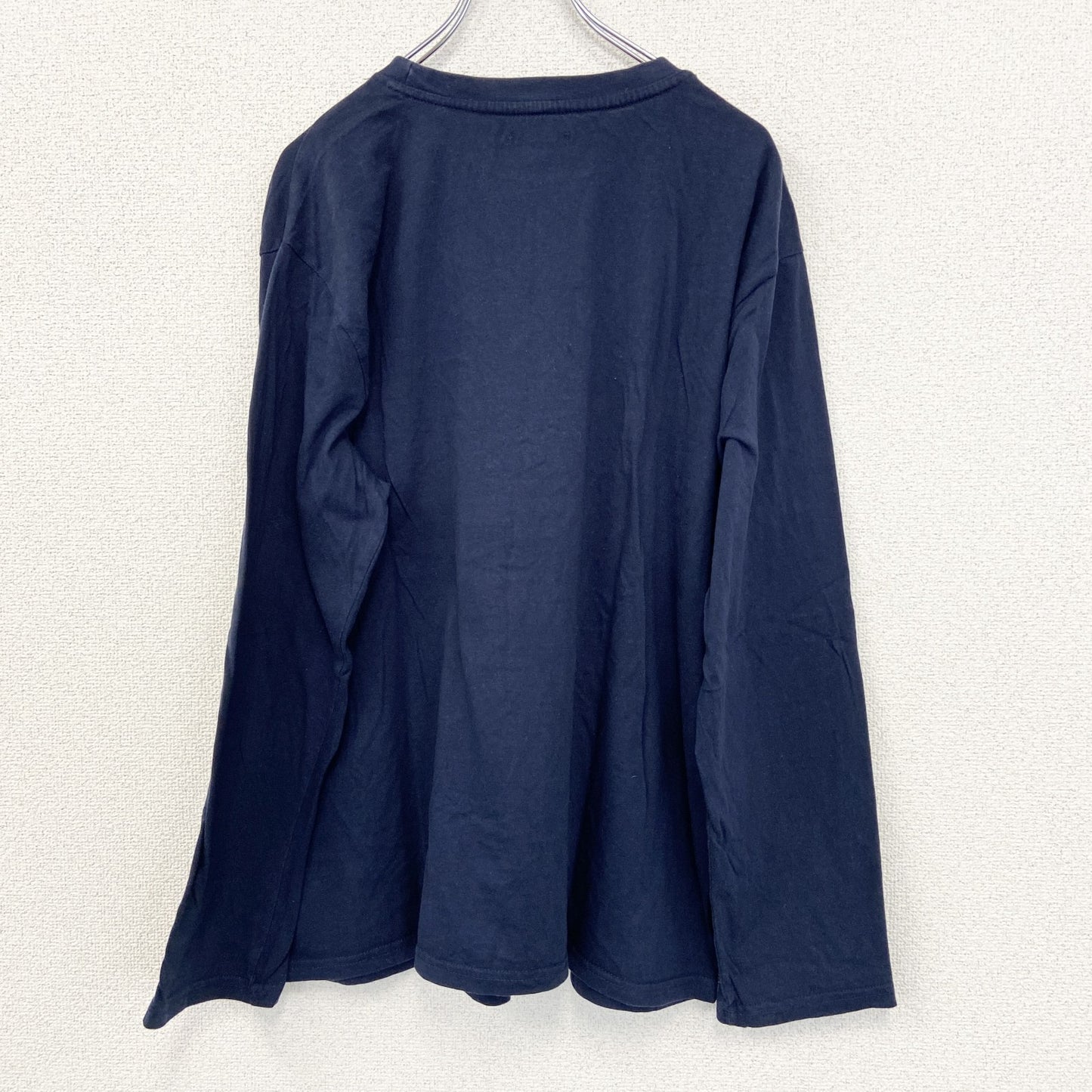 古着 used　SIR RICH　長袖プリントTシャツ　トナカイ　結晶　カジュアルデザイン　クルーネック　ネイビー　XLサイズ