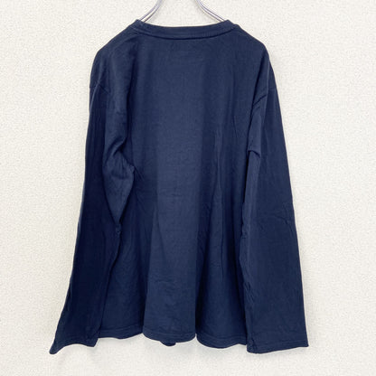 古着 used　SIR RICH　長袖プリントTシャツ　トナカイ　結晶　カジュアルデザイン　クルーネック　ネイビー　XLサイズ