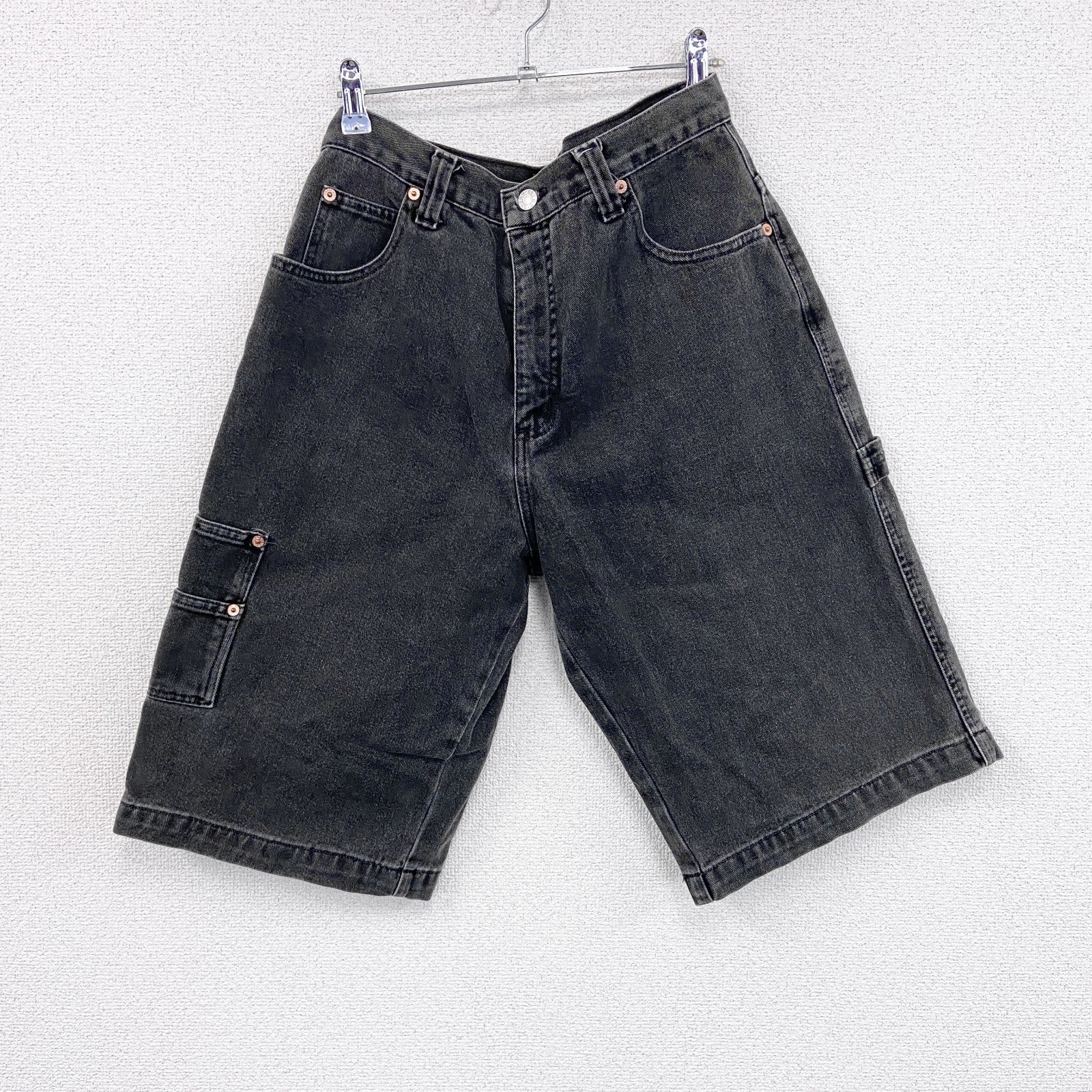 90s　GUESS JEANS　ゲスジーンズ　デニムハーフパンツ/ショートパンツ　黒　ブラック　W32サイズ