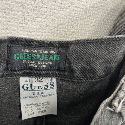 90s　GUESS JEANS　ゲスジーンズ　デニムハーフパンツ/ショートパンツ　黒　ブラック　W32サイズ