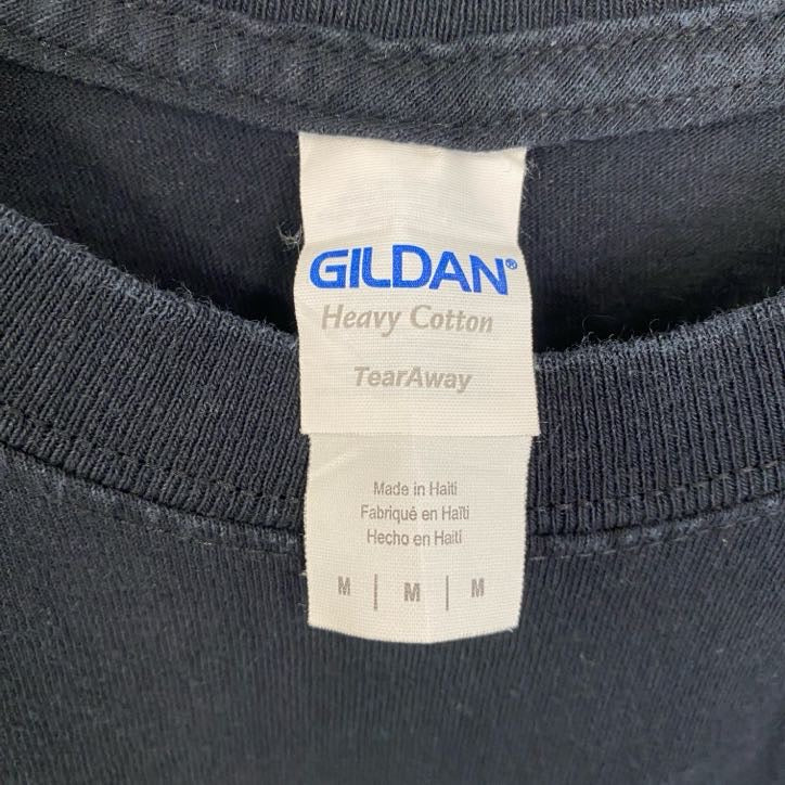 古着 used　GILDAN　ギルダン　半袖スポーツプリントTシャツ　バスケ　クルーネック　レトロ　黒　ブラック　Mサイズ