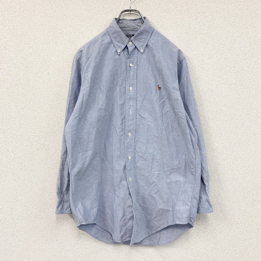 Polo by Ralph Lauren　ラルフローレン　長袖ボタンダウンシャツ　刺繍ロゴ　ワンポイント　ブルー　39-80サイズ