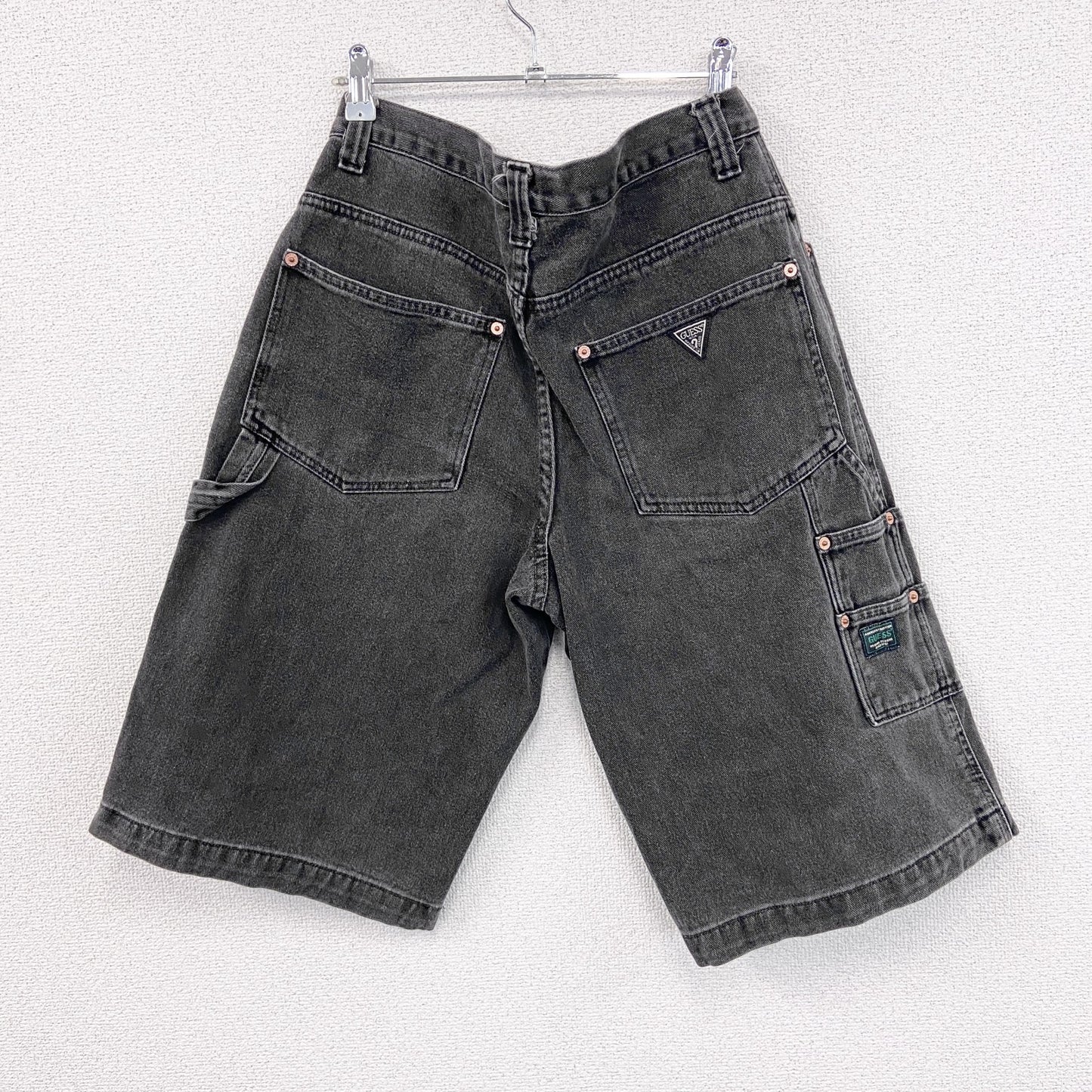 90s　GUESS JEANS　ゲスジーンズ　デニムハーフパンツ/ショートパンツ　黒　ブラック　W32サイズ