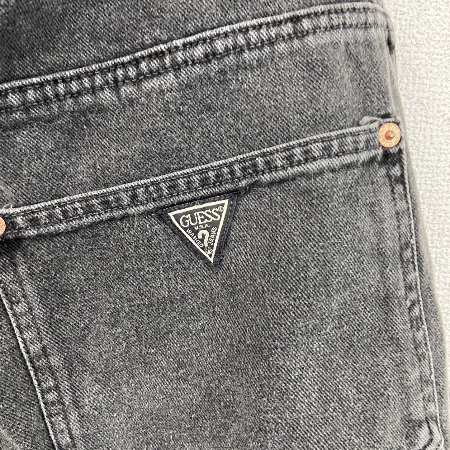 90s　GUESS JEANS　ゲスジーンズ　デニムハーフパンツ/ショートパンツ　黒　ブラック　W32サイズ