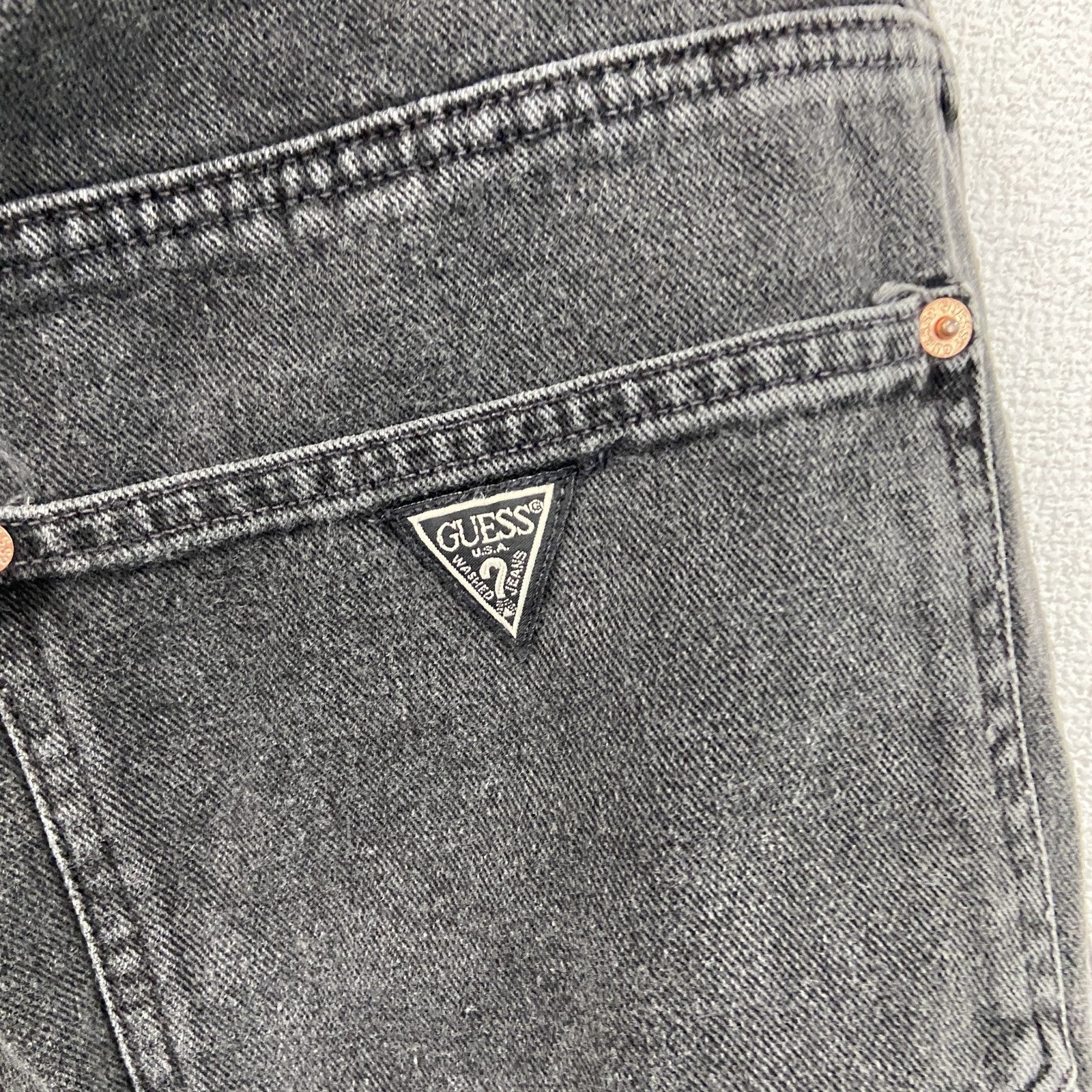 90s　GUESS JEANS　ゲスジーンズ　デニムハーフパンツ/ショートパンツ　黒　ブラック　W32サイズ