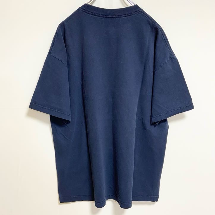 古着 used　ALSTYLE　半袖イルカ刺繍Tシャツ　クルーネック　アニマル　ドルフィン　動物　ネイビー　紺　XLサイズ