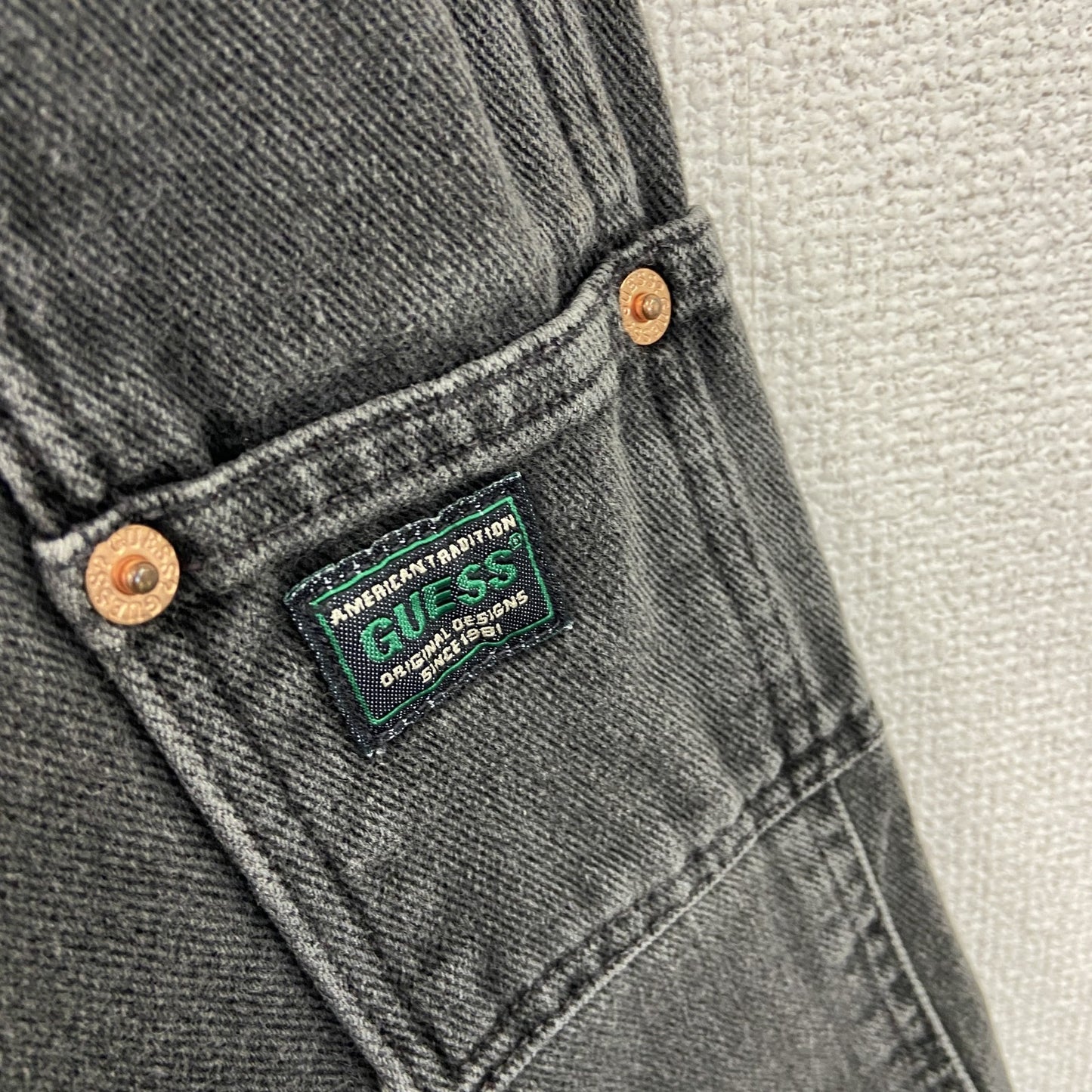 90s　GUESS JEANS　ゲスジーンズ　デニムハーフパンツ/ショートパンツ　黒　ブラック　W32サイズ