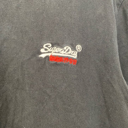 古着 used　SuperDry　極度乾燥　半袖ワンポイントロゴTシャツ　クルーネック　レトロデザイン　黒　ブラック　XSサイズ