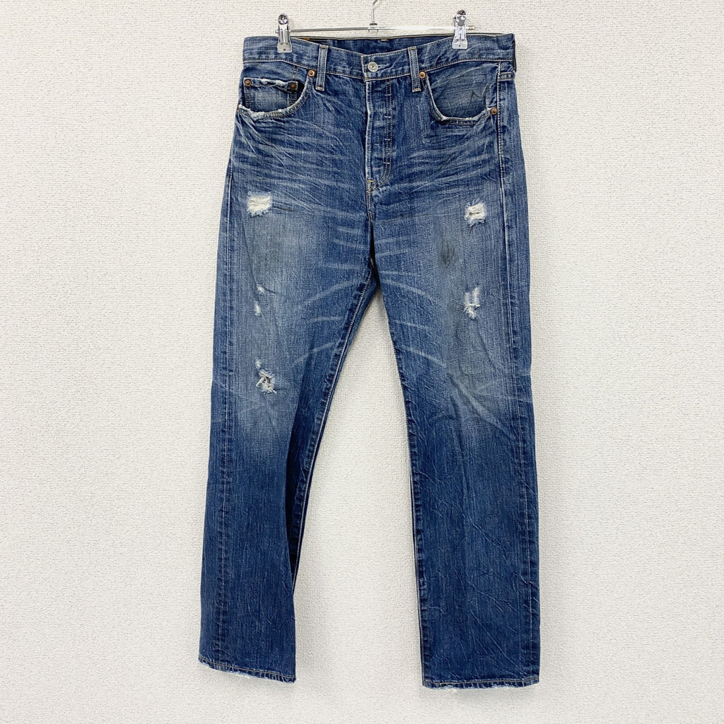 Levi’s　リーバイス　501　ダメージデニムパンツ/ジーンズ　ボタンフライ　縦落ち　鬼ヒゲ　インディゴ　W32サイズ