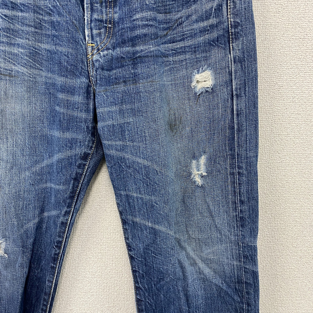 Levi’s　リーバイス　501　ダメージデニムパンツ/ジーンズ　ボタンフライ　縦落ち　鬼ヒゲ　インディゴ　W32サイズ