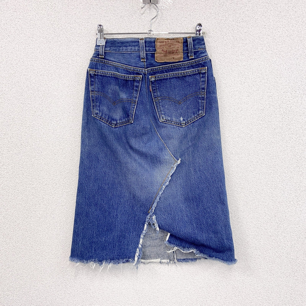 ～90s　Levi’ｓ　リーバイス　デニムスカート　スリット入り　リメイク　再構築　インディゴ　W25サイズ