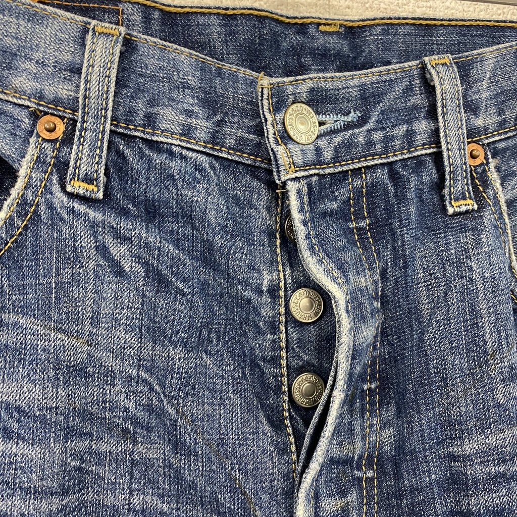 Levi’s　リーバイス　501　ダメージデニムパンツ/ジーンズ　ボタンフライ　縦落ち　鬼ヒゲ　インディゴ　W32サイズ