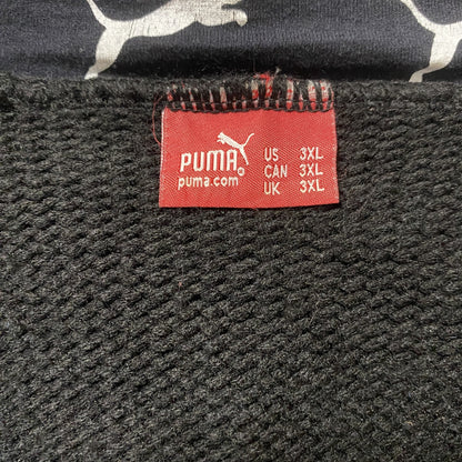 古着 used　PUMA プーマ　長袖ニットパーカー　フルジップ　フーディ　ワンポイント刺繍　黒　ブラック　Mサイズ