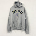 00s　NYPD　スウェットパーカー/フーディー　ヴィンテージ　カレッジタイプ　灰色　グレー　Lサイズ