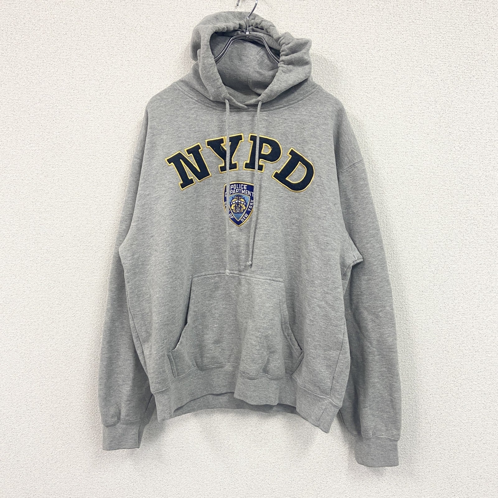 00s　NYPD　スウェットパーカー/フーディー　ヴィンテージ　カレッジタイプ　灰色　グレー　Lサイズ